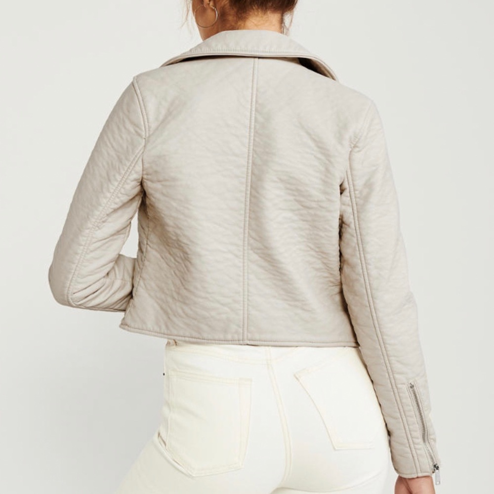 Abercrombie & Fitch Cream Moto Jacket - Picture 3 of 10